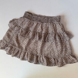 Altar’d State Boho Tiered Ruffle Leopard Print Tan Brown Mini Skirt - Sz Small